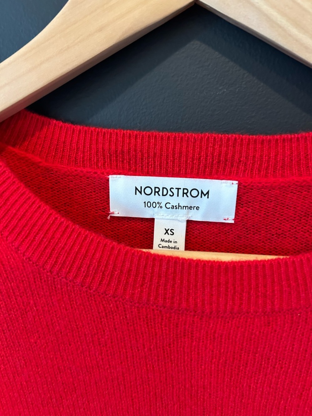 Nordstrom Bright Red Cashmere Crewneck Sweater - Picture 2 of 7